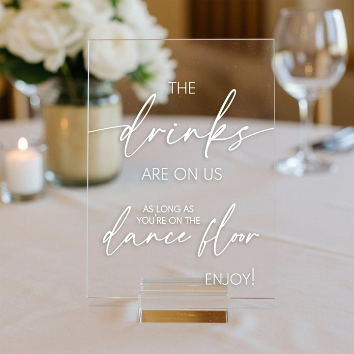 Drinks Dance Floor Wedding Table Sign - iCustomLabel