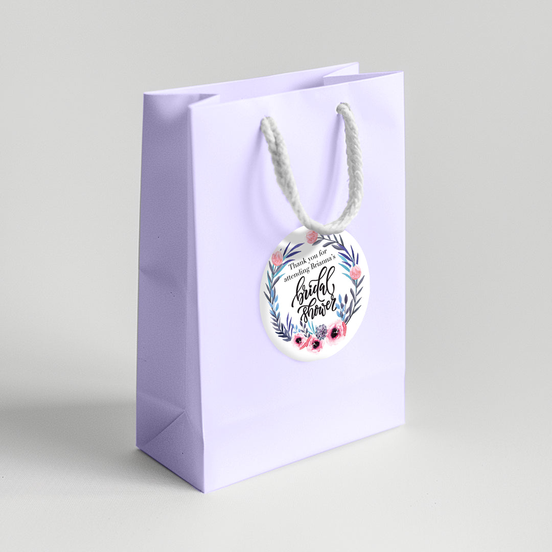 Floral Wreath Bridal Shower Favor Labels - iCustomLabel