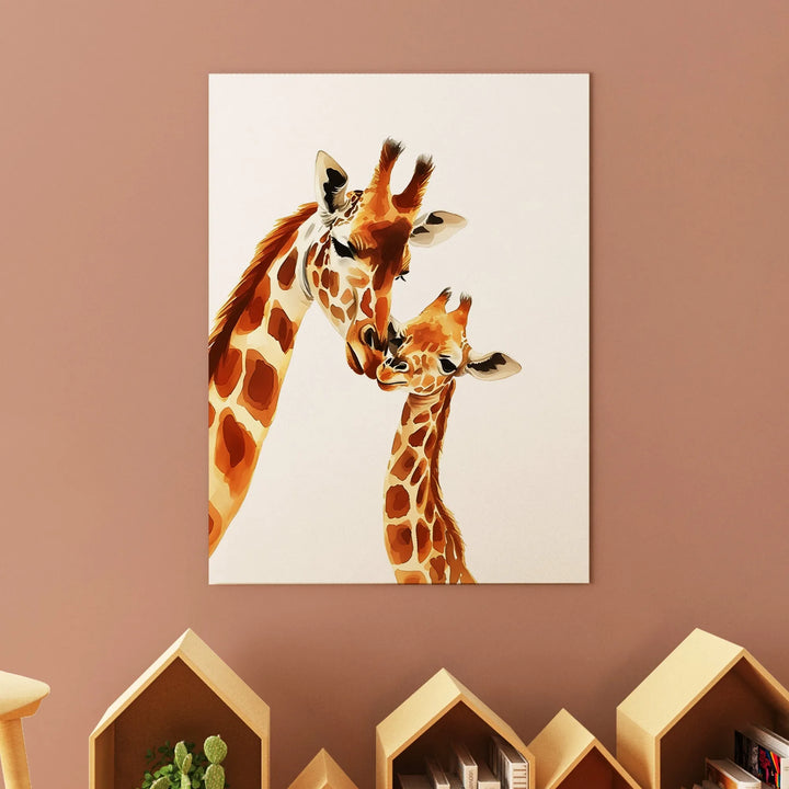 Giraffe Love Nursery Poster – Adorable Kids Room Wall Art with Mother and Baby Giraffes - iCustomLabel