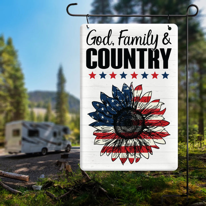 God Family Country Metal Garden Flag - iCustomLabel