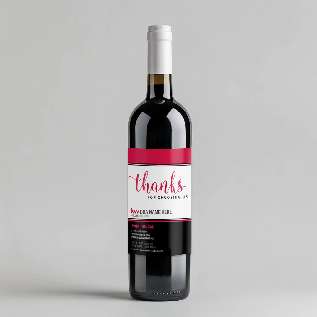 Keller Williams Black Thanks Realtor Wine Label - iCustomLabel