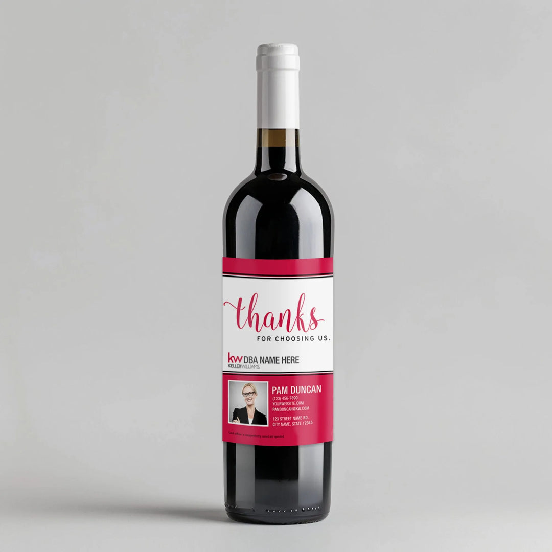 Keller Williams Red Thanks Realtor Wine Label - iCustomLabel