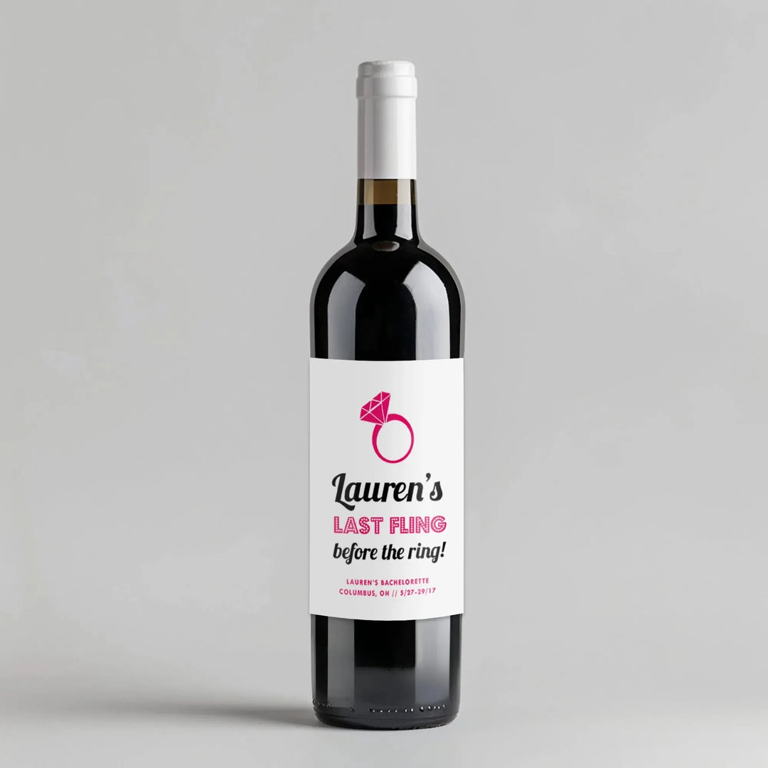 Last Fling Pink Bachelorette Wine Label - iCustomLabel
