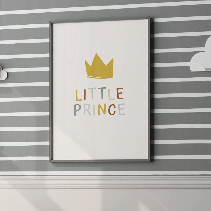 Little Prince Nursery Poster – Playful Kids Room Wall Art with Crown Design - iCustomLabel