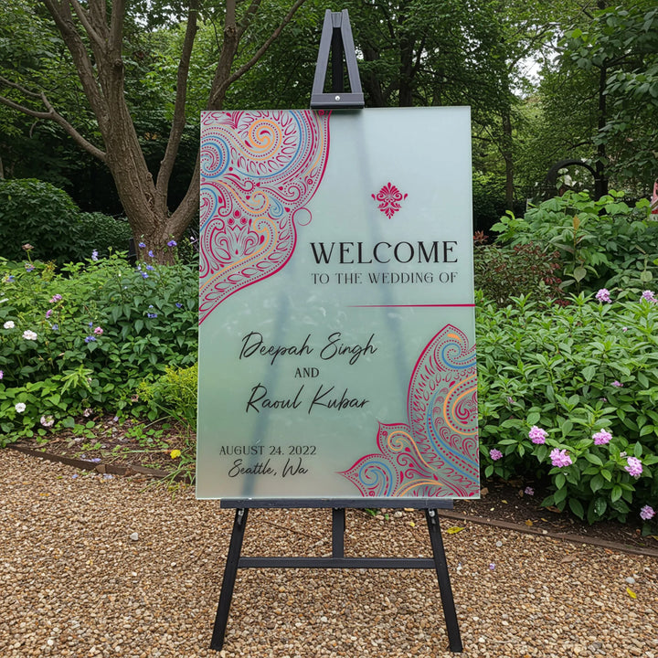 Mandala Indian Wedding Welcome Sign - iCustomLabel