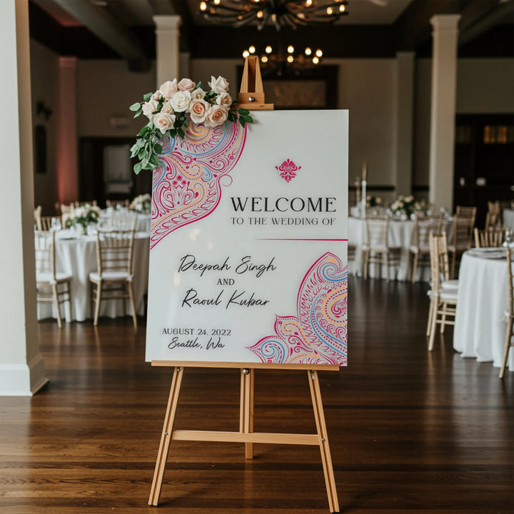 Mandala Indian Wedding Welcome Sign - iCustomLabel