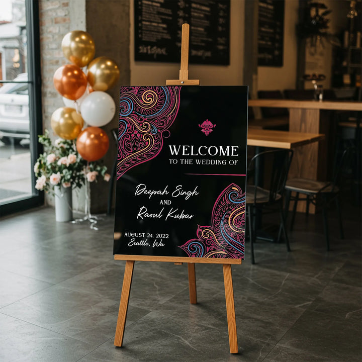 Mandala Indian Wedding Welcome Sign - iCustomLabel