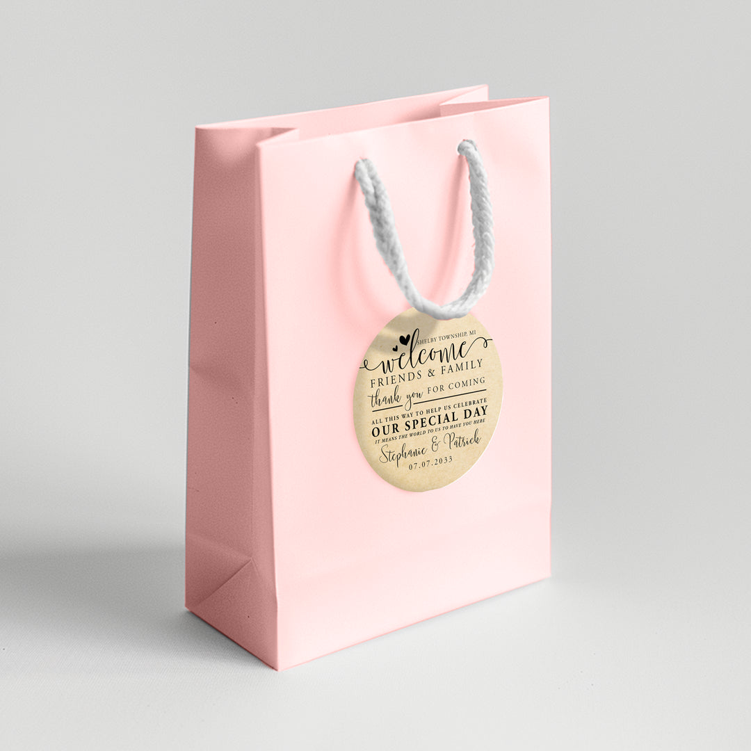 Means the World Welcome Wedding Favor Labels - iCustomLabel