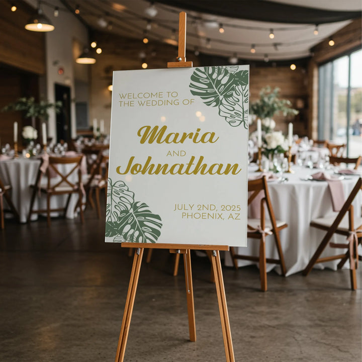Monstera Wedding Welcome Sign - iCustomLabel