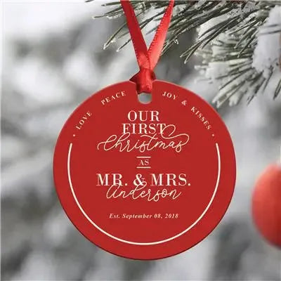Mr Mrs Christmas Ornament - iCustomLabel