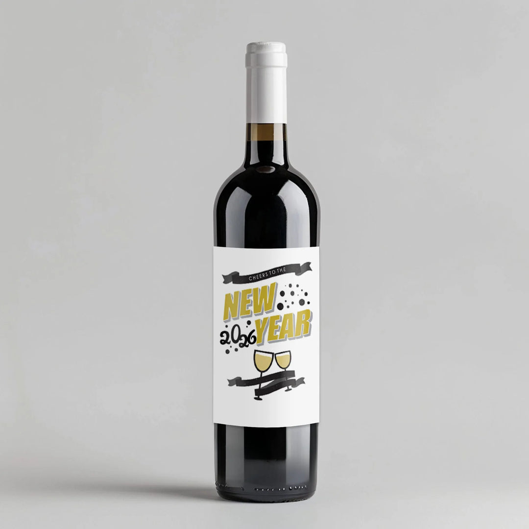 New Year White Gold No Name Wine Label - iCustomLabel