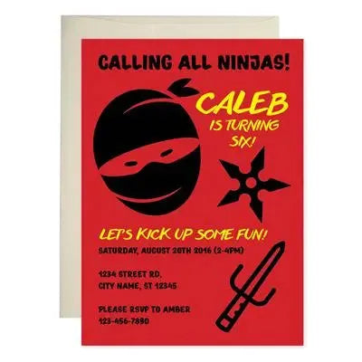 Ninja Birthday Invitations - iCustomLabel