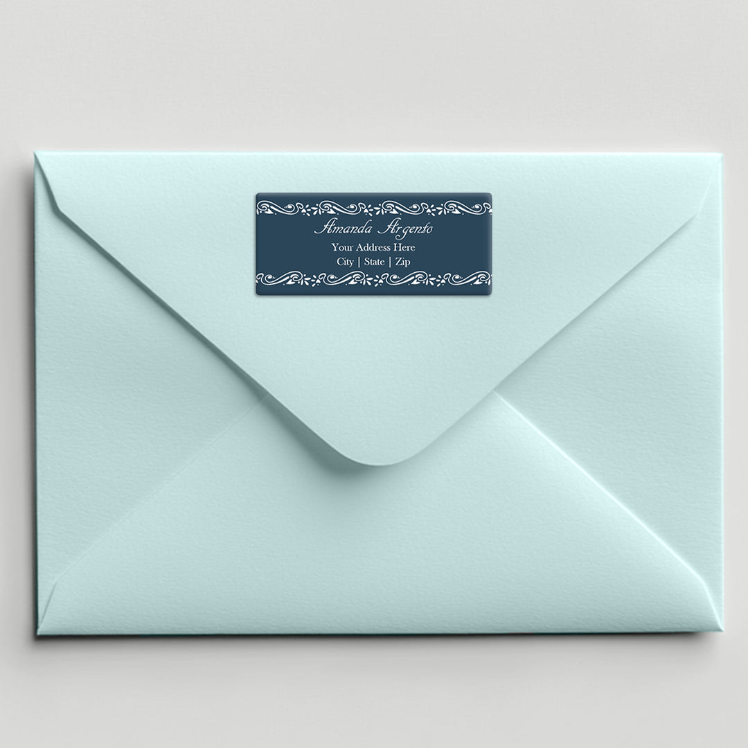 Ornamental Navy Address Label - iCustomLabel