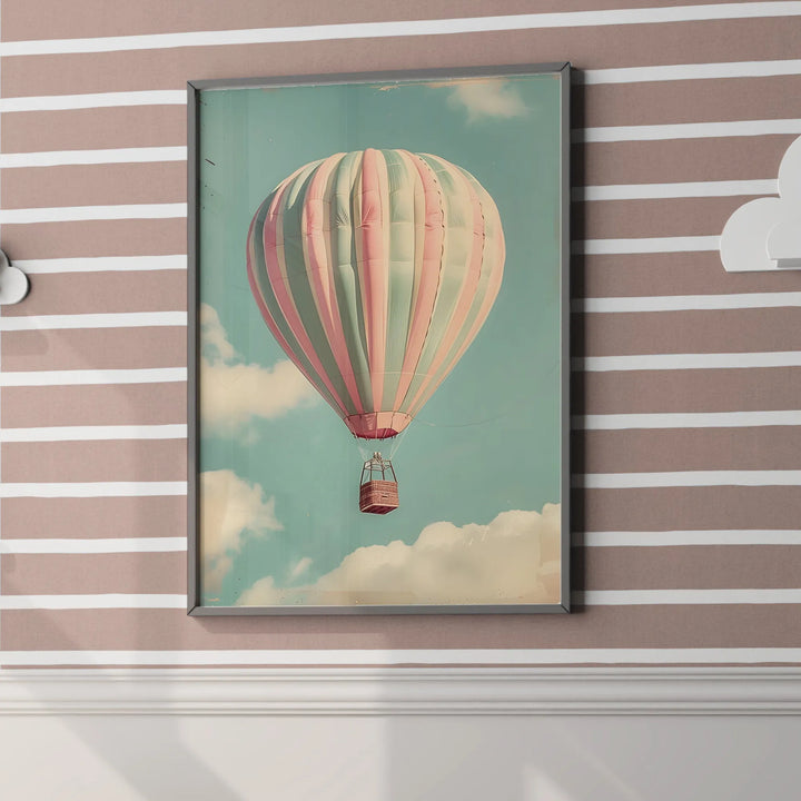 Pastel Air Balloon Poster – Vintage Hot Air Balloon Nursery Wall Art - iCustomLabel