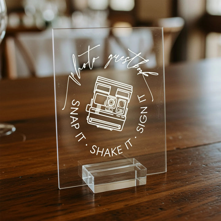 Photo Guestbook Wedding Table Sign - iCustomLabel