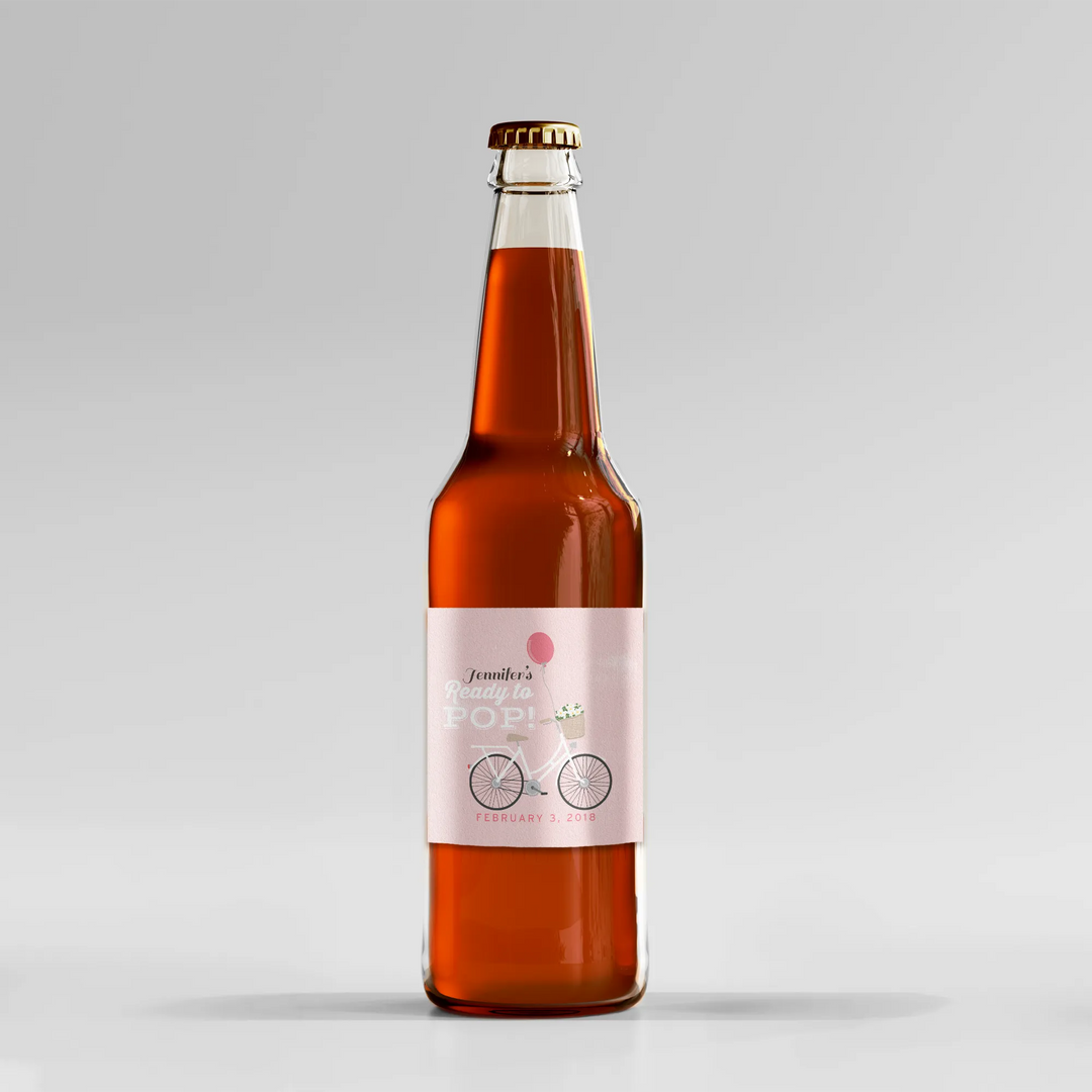 Pink Bicycle Ready to Pop Soda Label - iCustomLabel