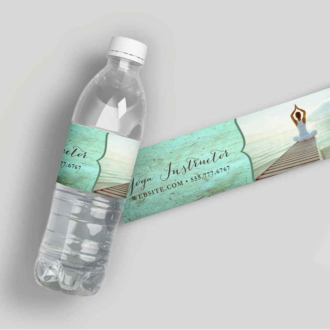 Teal Fitness Yoga Water Bottle Labels - iCustomLabel