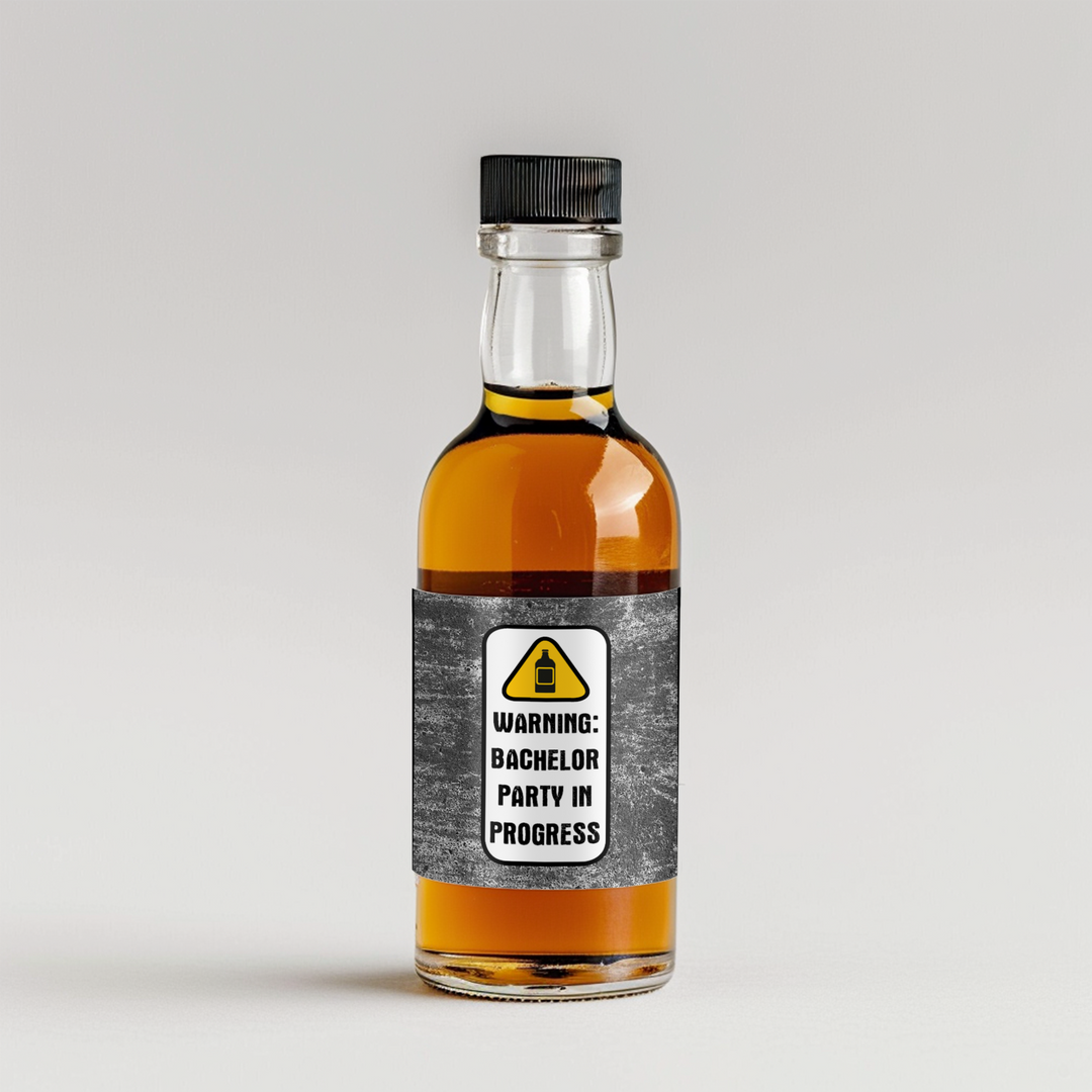 Warning Bachelor Mini Liquor Label - iCustomLabel