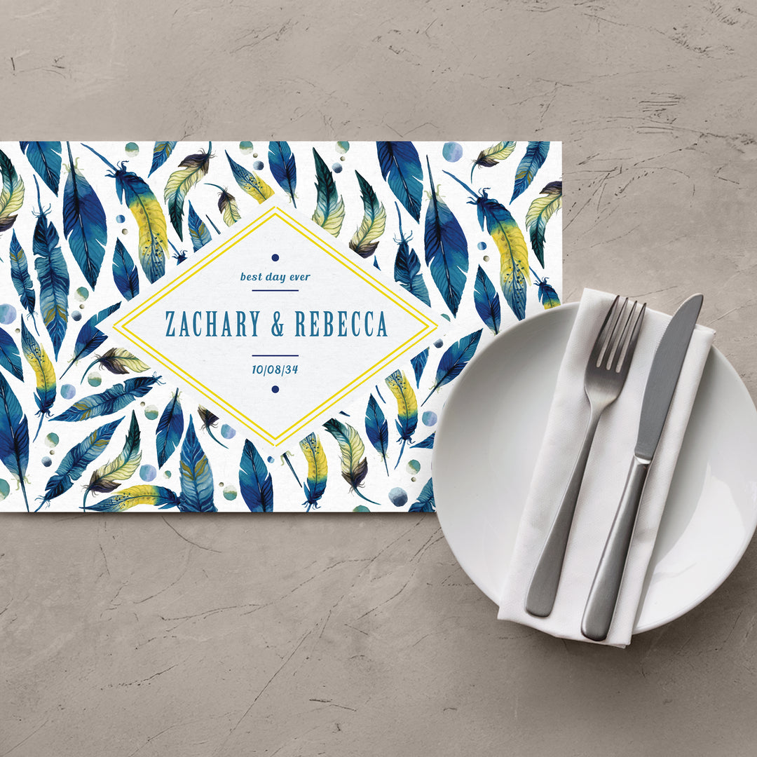 Watercolor Feathers Placemats - iCustomLabel