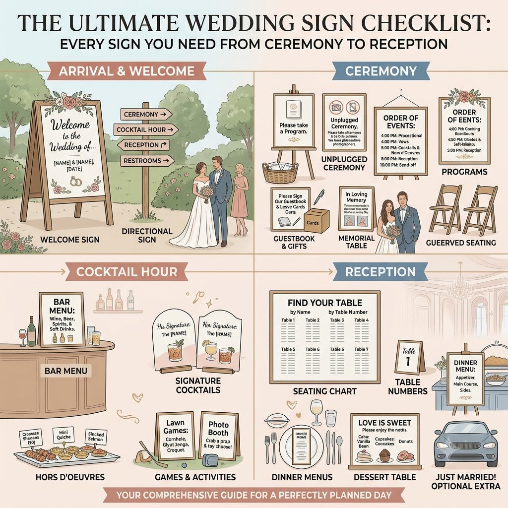 The Ultimate Wedding Sign Checklist: Every Sign You Need From Ceremony To Reception