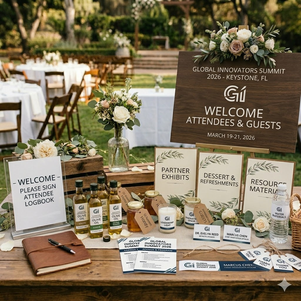 Custom branded labels and signage for corporate events