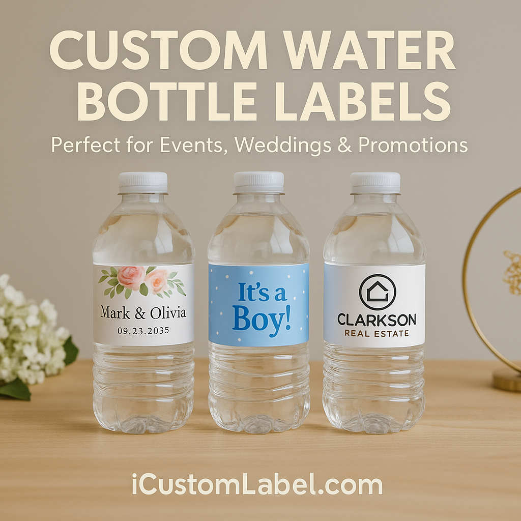 Custom Water Bottle Labels for Events, Promotions & Parties