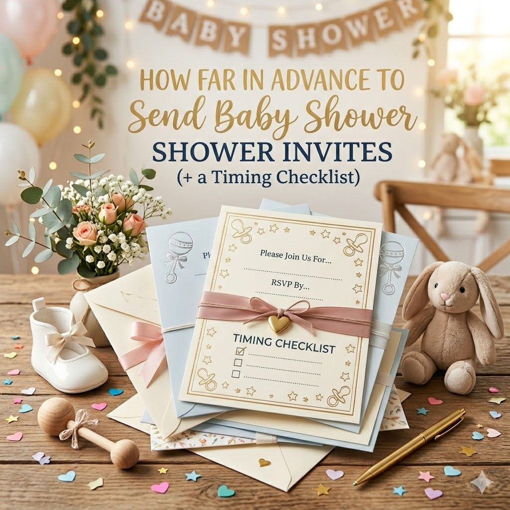 How far in advance to send baby shower invites (+ a timing checklist)