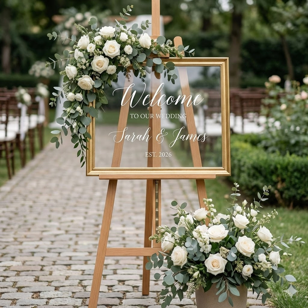How to Display Your Wedding Welcome Sign (Easels, Frames, & Flowers)