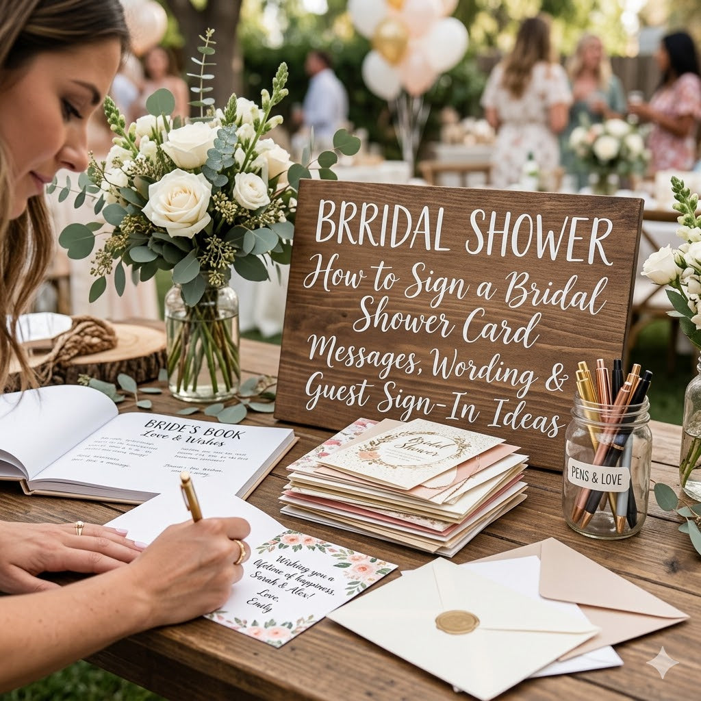 How to Sign a Bridal Shower Card: Messages, Wording & Guest Sign-In Ideas