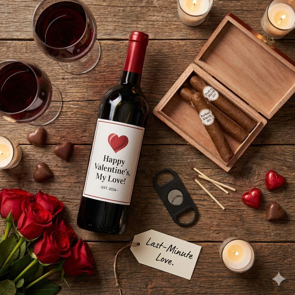 Last-Minute Valentine’s Gifts: Custom Wine Labels & Cigar Bands