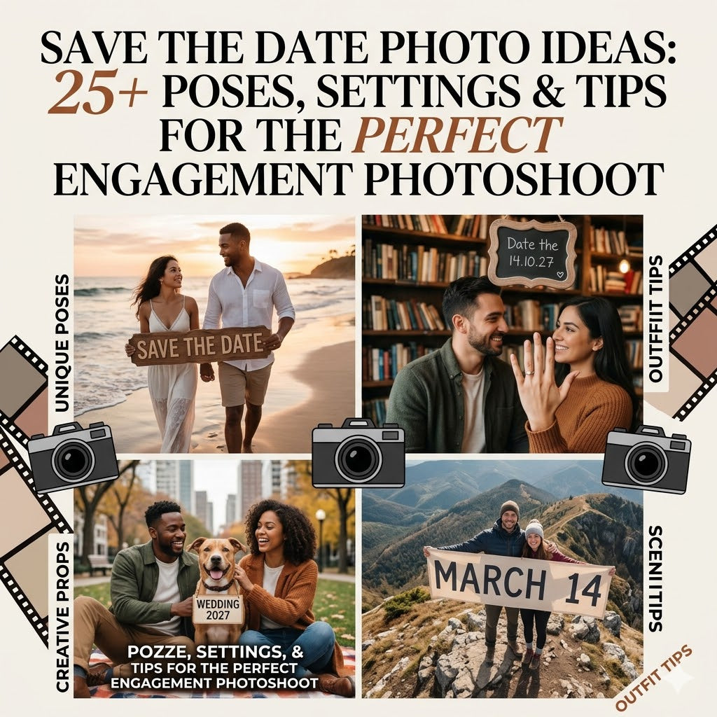 Save the Date Photo Ideas: 25+ Poses, Settings & Tips for the Perfect Engagement Photoshoot