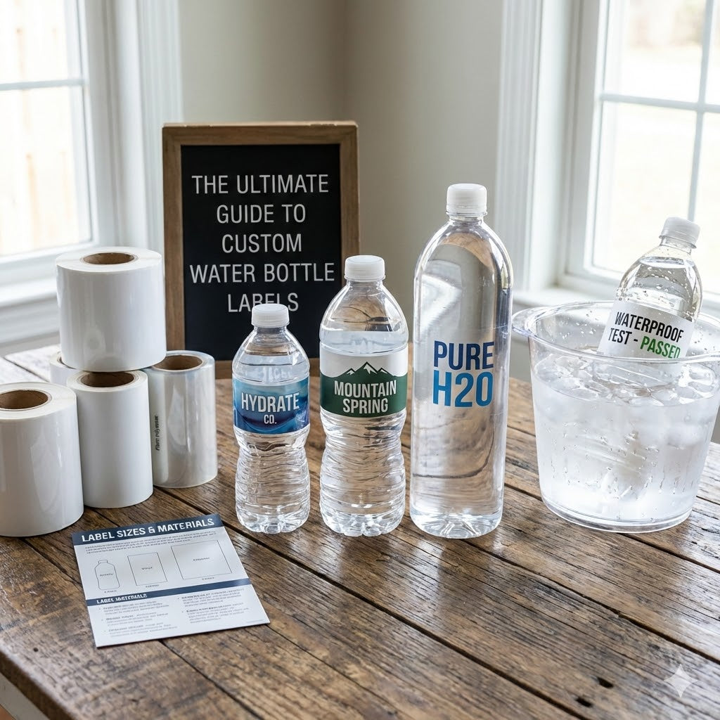 The Ultimate Guide to Custom Water Bottle Labels: Sizes, Materials & Waterproofing