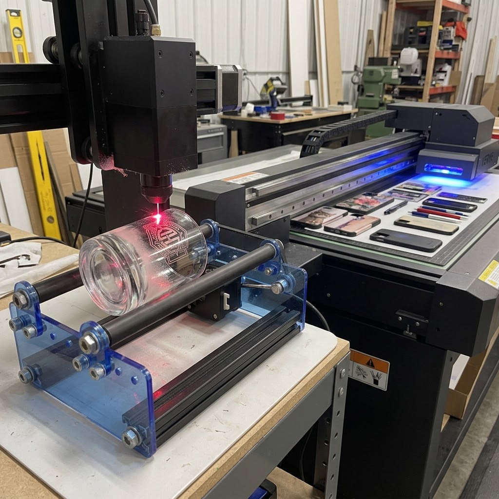Rotary Laser Engraving vs. Flatbed UV Printing on Drinkware: A Technical Deep-Dive