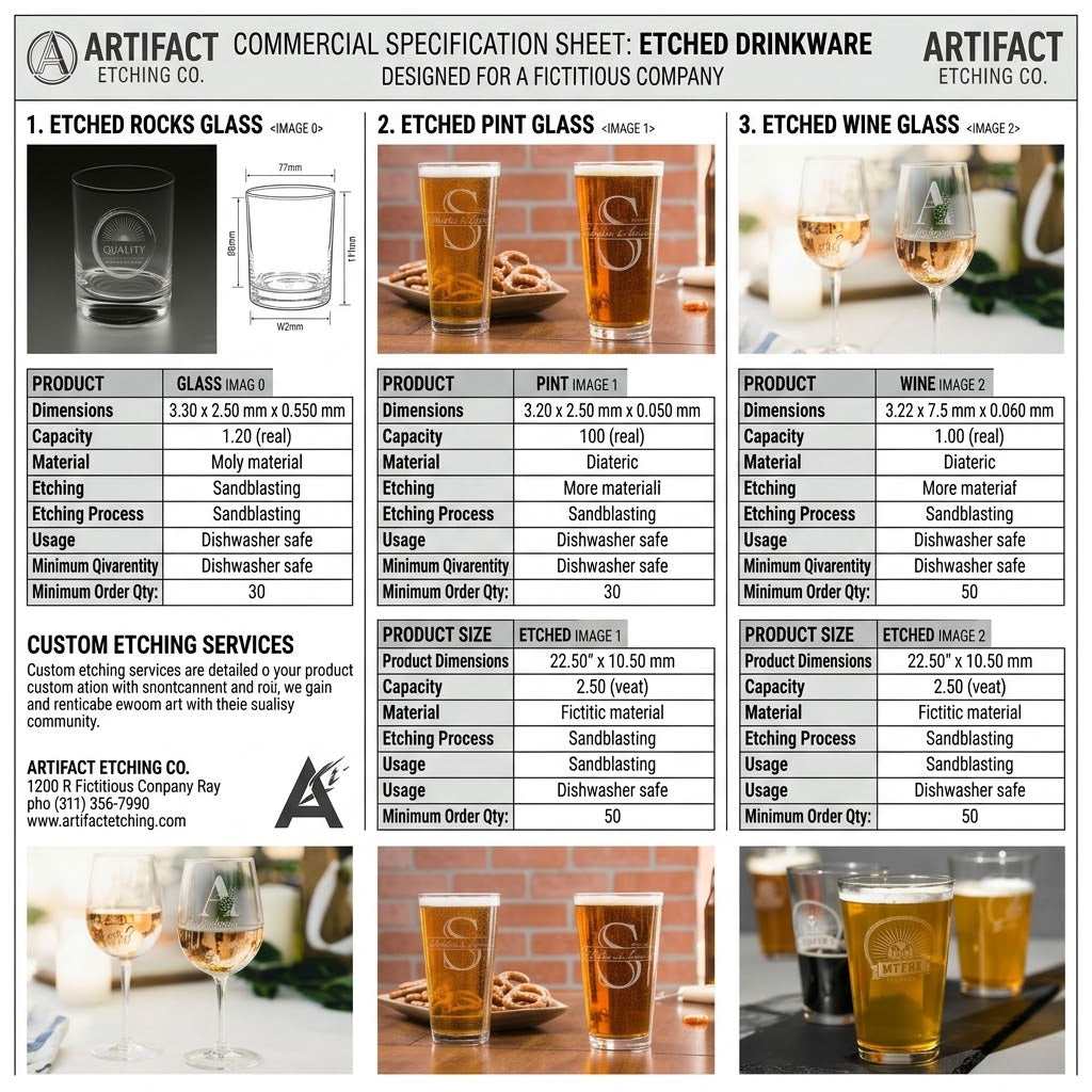 Restaurant & Bar Etched Drinkware: Commercial Spec Sheet