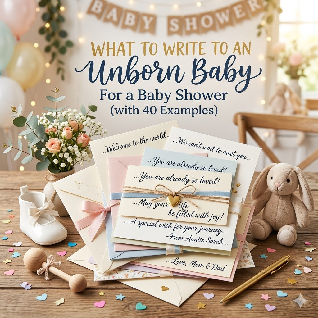 What to write to an unborn baby for a baby shower (with 40 examples)