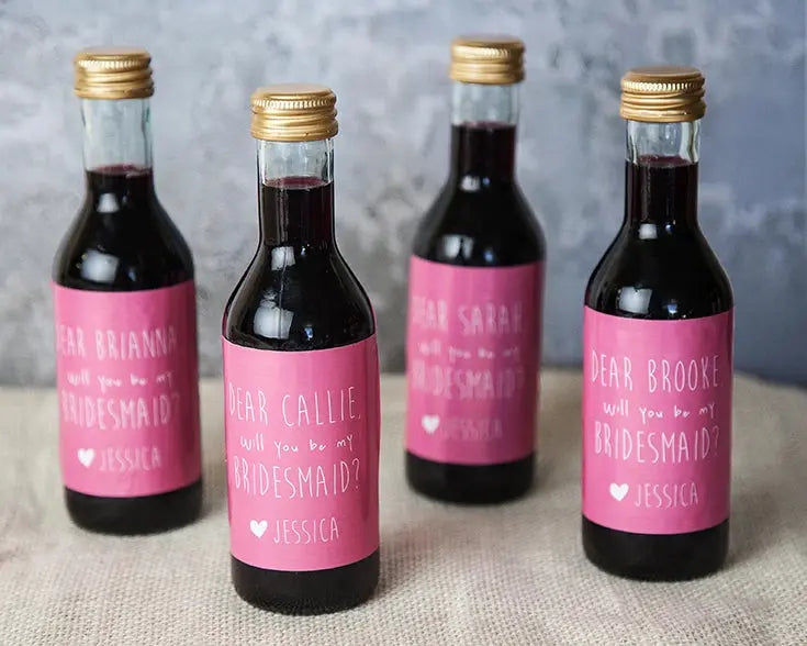 Bridesmaid Mini Wine Labels - iCustomLabel