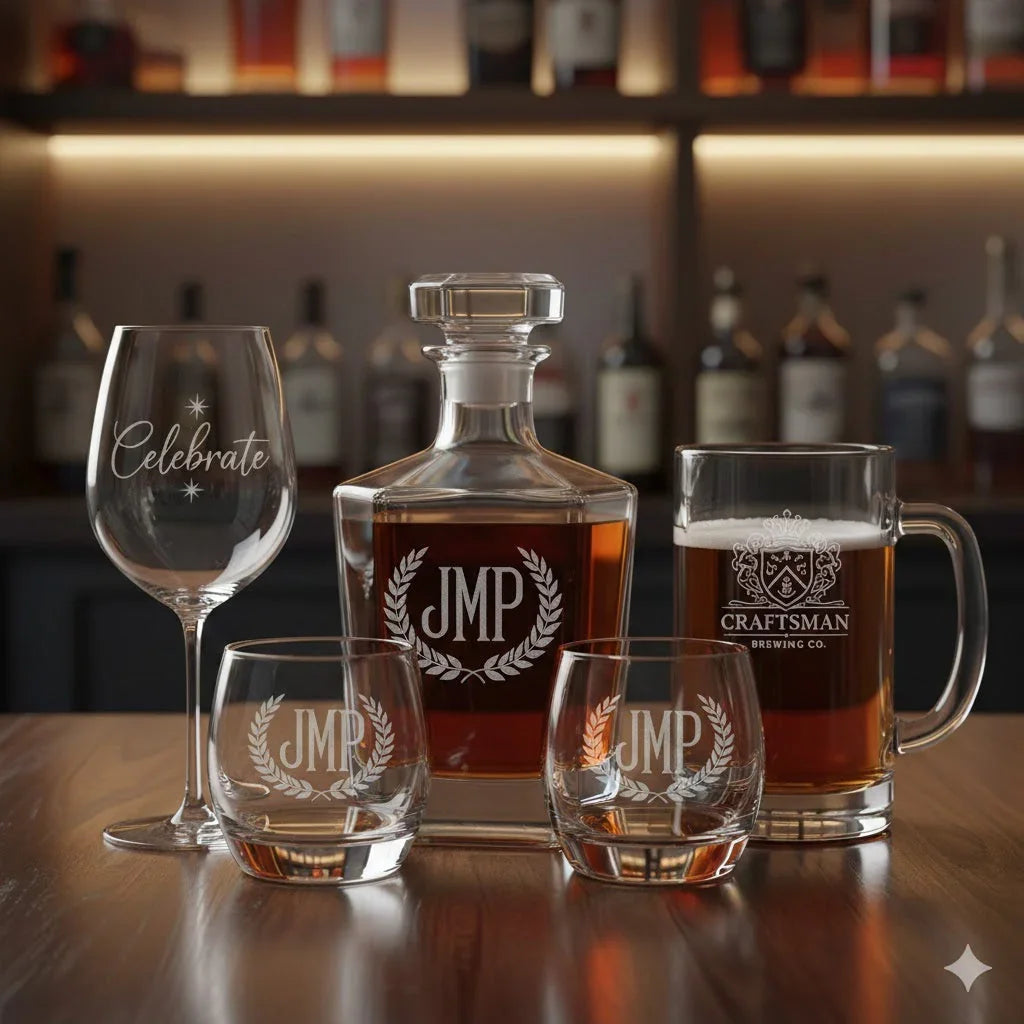 Custom Etched Glassware & Personalized Barware