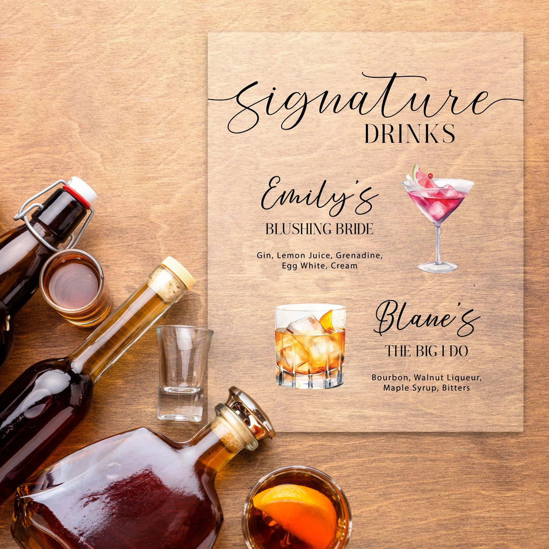 Wedding Bar Menu and Signature Drink Sign - iCustomLabel