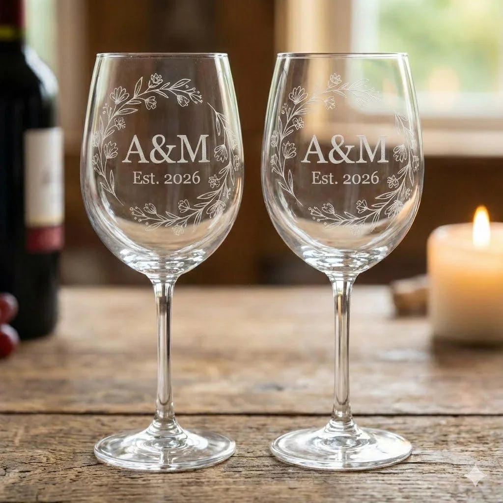 Engraved Wine Glasses - iCustomLabel