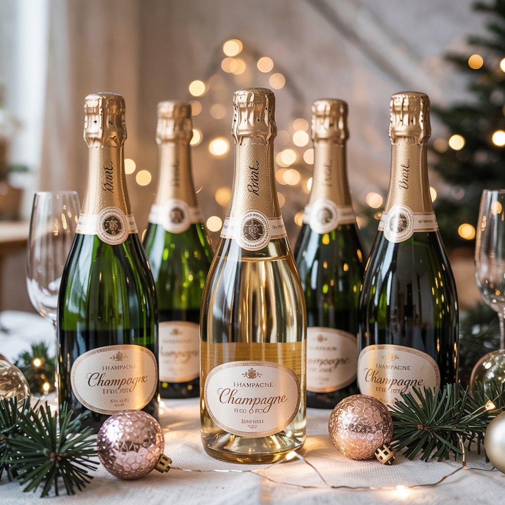 Holiday Champagne Labels | Custom Festive Bottle Stickers