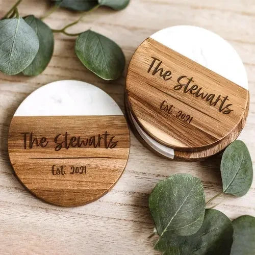Wood and Marble Coasters