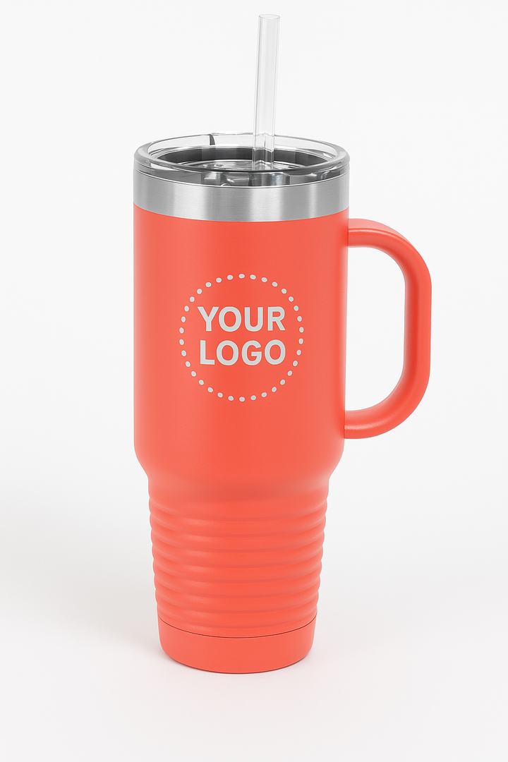 Custom 40 oz Travel Mug with Handle & Straw – Personalized Engraved Tumbler