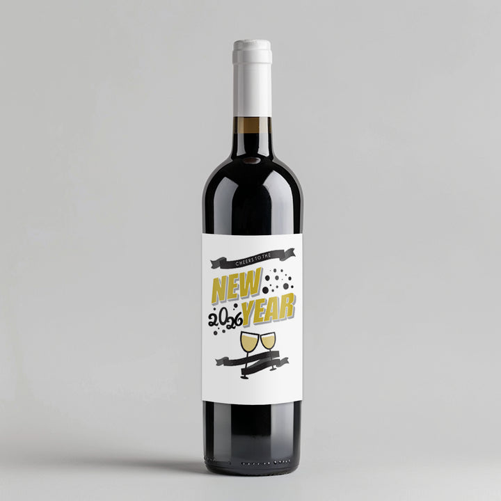 New Year White Gold No Name Wine Label