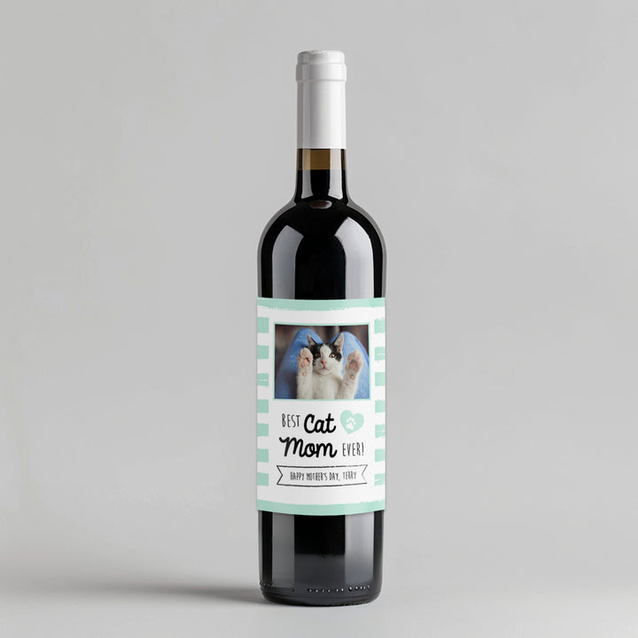 Cat Mom Wine Label