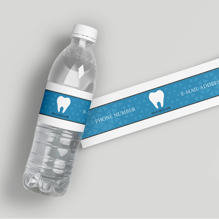 Blue Pattern Dentist Water Bottle Labels