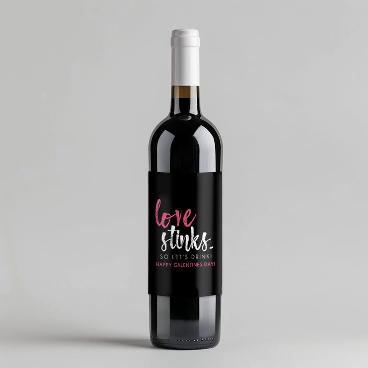 Love Stinks Galentines Day Wine Label