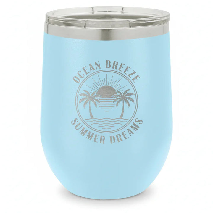 12 oz Blank Stemless Wine Tumbler | Customizable Insulated Cup with Lid