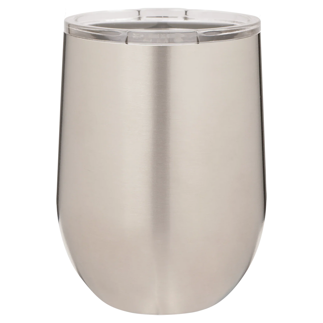 12 oz Blank Stemless Wine Tumbler | Customizable Insulated Cup with Lid