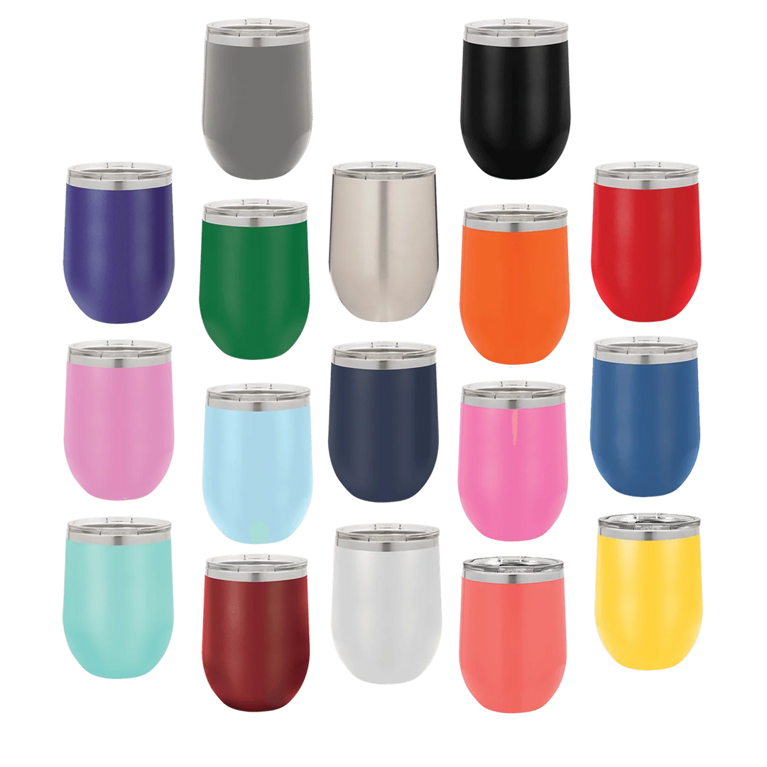 12 oz Blank Stemless Wine Tumbler | Customizable Insulated Cup with Lid