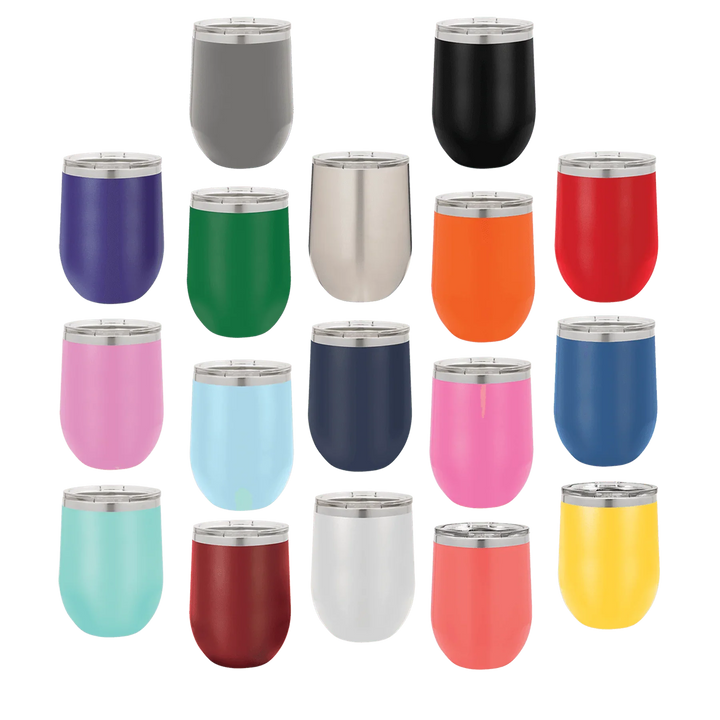 12 oz Blank Stemless Wine Tumbler | Customizable Insulated Cup with Lid